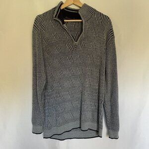 Tommy Bahama Mens XL Grey Cable Knit Quarter-Zip Sweater heavy comfortable